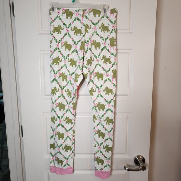 THE BEAUFORT BONNET COMPANY PAJAMA SET WOMENS SMALL PIMA PINK/GRN ELEPHANT PRINT - Picture 12 of 16